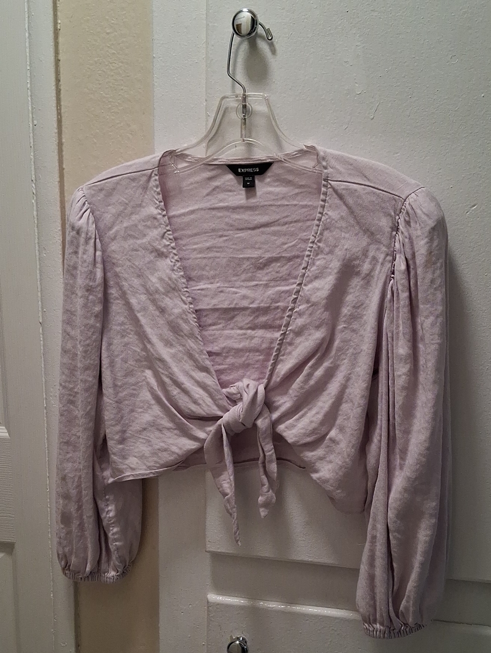 Express Lavender Tie-Front Crop Blouse